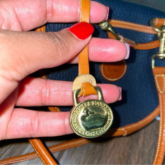 *RARE*VTG Dooney and Bourke Mini Pebble Leather Flap Blue Crossbody Y2K… - Picture 13 of 13